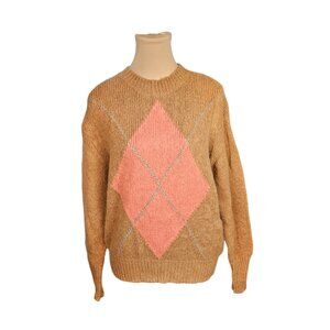Mos Mosh Brown Metallic Embellished Pink Diamond Sweater Sz XS